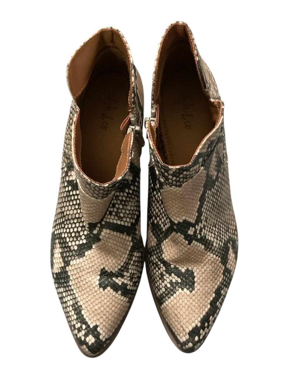 Style & Co. Snake-Print Ankle Booties in Beige and Black
